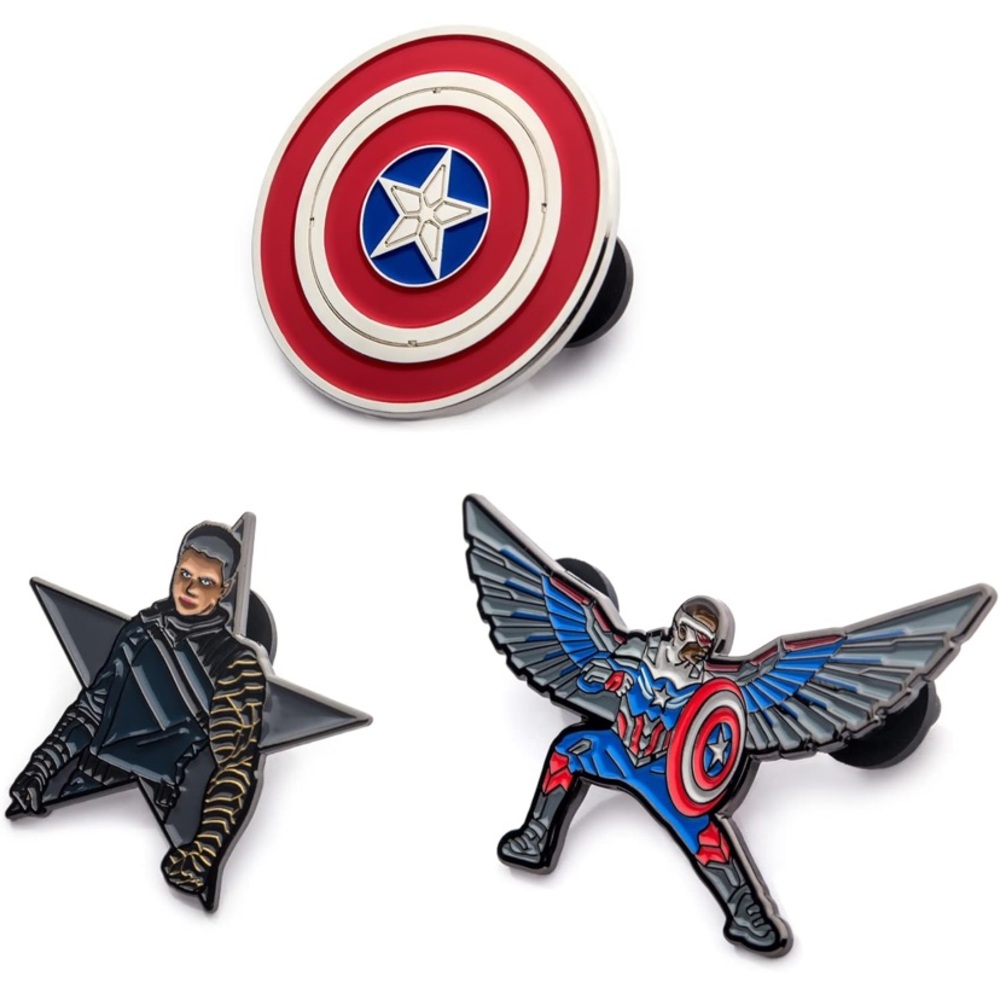 NEW Marvel Studios: The Falcon & The Winter Soldier Metal Enamel 3 Lapel Pin Set
